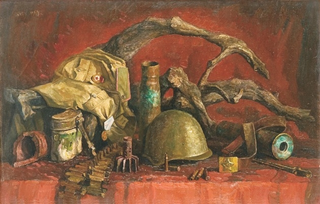 Б.И. Тарелкин (1939 г.р.) «Эхо войны». 1989 г. Холст, масло Б.И. Тарелкин (1939 г.р.) «Эхо войны». 1989 г. Холст, масло