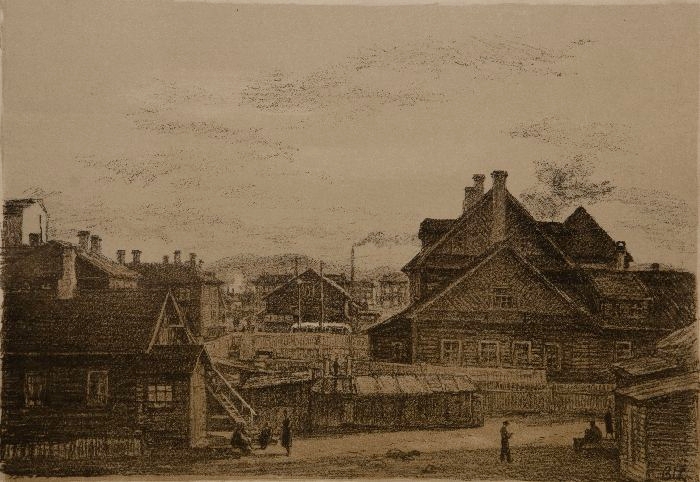В.Д. Цельмер (1904-1970) «В старом Мурманске». 1956 г. Бумага, литография (https://rmii.ru/) В.Д. Цельмер (1904-1970) «В старом Мурманске». 1956 г. Бумага, литография (https://rmii.ru/)