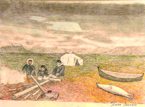 И.К. Вылка (Тыко Вылка) (1886-1960) «На Карской стороне в районе зимовки Размыслова». 1940-1950 гг. Бумага, цветные карандаши (https://arhmuseum.ru/) И.К. Вылка (Тыко Вылка) (1886-1960) «На Карской стороне в районе зимовки Размыслова». 1940-1950 гг. Бумага, цветные карандаши (https://arhmuseum.ru/)