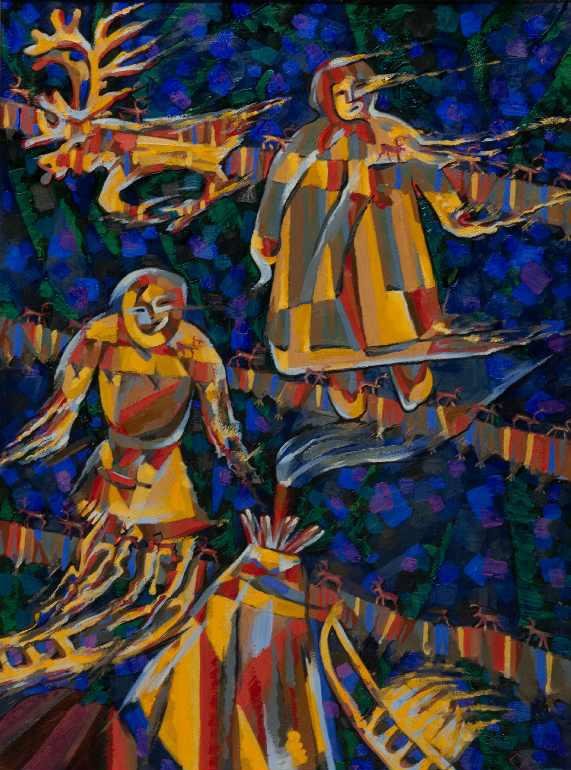 С.В. Бушков (1967 г.р.) «Владеющие оленями». 2020 г. Холст, масло С.В. Бушков (1967 г.р.) «Владеющие оленями». 2020 г. Холст, масло